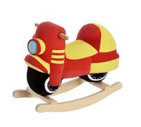 HOMCOM Caballo balancín para niños de 18 a 36 Meses con Forma de Moto, Caballo Infantil de Madera y Peluche, Sonidos realistas, MAX. 40kg, Rojo y Amarillo