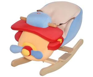 HOMCOM Caballo Balancín para Niños de +18 Meses Avión de Peluche con Música y Arnés de Seguridad Caballo de Juguete Carga 60 kg 60x33x45 cm Multicolor