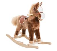 HOMCOM Caballo Balancín para Niños de +3 Años con Asas 74x33x62 cm Marrón | Caballo de Juguete, Estructura Metálica, Base de Madera de Álamo, Carga 40 kg