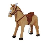 HOMCOM Caballo de Juguete para Niños de +2 Años Caballo de Juguete con Sonidos y Estructura de Metal Carga 60kg 85x28x60 cm Beige