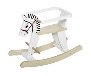 HOMCOM Caballo mecedor - Caballo mecedor de madera - Juego de columpio de madera - Asas para reposapiés - Anillo de seguridad