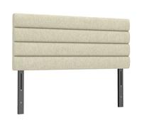HOMCOM Cabecero de Cama 140 cm, Altura Ajustable 3 Niveles 106/116/126 cm, Cabezal de Cama Tapizado en Lino, Acolchado Linea, con Patas de Acero, Montado a la Pared, Cabecero para Dormitorio, Beige