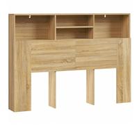HOMCOM Cabecero de Cama 140 cm con Almacenaje Cabezal de Cama con 4 Compartimentos Abiertos para Dormitorio Roble Aosom España