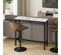HOMCOM Cafè Mesa alta para cocina y comedor, 120L x 40L x H cm, estructura y tablero de acero, bandeja con aspecto de mármol