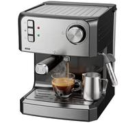 HOMCOM Cafetera espresso con boquilla de espuma de leche, depósito de agua de 1,6 l, 850 W, cafetera semiautomática de 20 bares para café latte y capuchino, con doble shot, función de agua caliente y