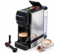 HOMCOM Cafetera Express Semiautomática con Portacápsulas Integrado 19 Bares | Compatible con Café Molido, Cápsulas Nespresso Original y Dolce Gusto, Depósito Extraíble de 1 L, Ideal para Casa y Oficina