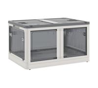 Homcom caja de almacenamiento apilable con tapa 69l caja organizadora plegable con ruedas contenedor de plástico con acceso a 5 lados 60x42x34 cm blanco 34 cm