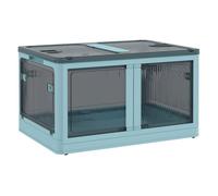 Homcom caja de almacenamiento apilable con tapa 69l caja organizadora plegable con ruedas contenedor de plástico con acceso a 5 lados 60x42x34 cm azul