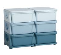 HOMCOM Caja de almacenamiento para niños, Caja de almacenamiento infantil, 3 cajones, Azul Aosom España