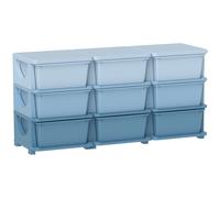 HOMCOM Caja de almacenamiento para niños, caja de almacenamiento infantil, 9 cajones, azul