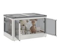 HOMCOM - Caja de almacenamiento plegable y apilable 69L de plástico, caja de almacenamiento con tapa y 4 ruedas, acceso a 5 lados, para juguetes y libros, color blanco