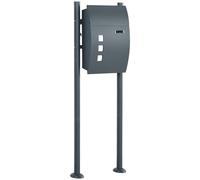 HOMCOM Caja de Correo Buzón, Con Cerradura, Buzón con Soporte, 2 Llaves, Acero, 44 cm x 15 cm x 114 cm, Gris Oscuro