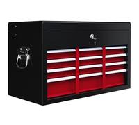 HOMCOM Caja de herramienta resistente, 6 cajones, cierre de metal, asa de transporte, para hogar y taller, negro y rojo