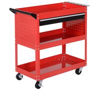 HOMCOM Caja de herramientas Carrito de herramientas Caja de herramientas 3 niveles 4 ruedas 82x35x76 cm Rojo Aosom España