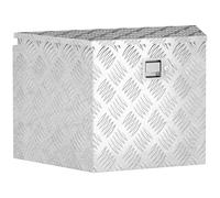 HOMCOM Caja de herramientas trapezoidal para remolque 73,7x41x46 cm Plata | Caja de almacenamiento de aluminio, cerradura integrada con llaves, para furgonetas