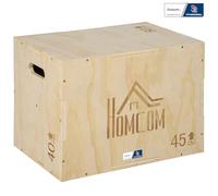 HOMCOM - Caja de salto pliométrico 3 en 1 - Colaboración Aosom.fr x FFHandball - aparato de salto musculación fitness & crossfit plyobox para caja de entrenamiento (Beige FFH, 45 x 40 x 60 cm)