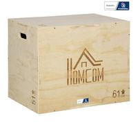 HOMCOM - Caja de salto pliométrico 3 en 1 - Colaboración Aosom.fr x FFHandball - aparato de salto musculación fitness & crossfit plyobox para caja de entrenamiento 51/61/76 cm de madera