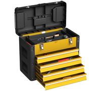 HOMCOM Caja herramientas 4 cajones pintado polvo 497x253x407mm amarillo | Caja de acero, bandeja superior, mini cajas, guías de bolas, asa, baúl pesado, taller, garaje.