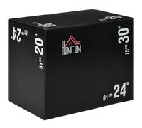 HOMCOM Caja Pliométrica 3 en 1 para Ejercicios de Salto con Cremallera y 3 Alturas Diferentes Carga 120 kg 75x51x61 cm Negro Aosom España