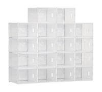 HOMCOM Cajas de Zapatos de Plástico Juego de 18 Organizadores de Almacenamiento para Zapatos de Talla 45 Caja Zapatero Apilable con Puertas Magnéticas para Aromas para Entrada Pasillo Transparente