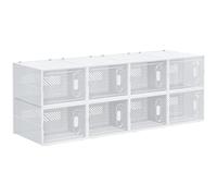 HOMCOM Cajas de Zapatos de Plástico Juego de 8 Organizadores de Almacenamiento Caja Zapatero Apilable Puertas Magnéticas para Aromas para Entrada Pasillo hasta Talla 45 Transparente