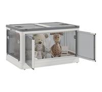 HOMCOM Cajas plegables apilables 99L Blanco Plástico | Contenedores cúbicos, con tapa y 4 ruedas, acceso de 5 lados, para juguetes y libros