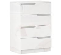 HOMCOM Cajonera 4 Cajones Moderna y Minimal en Madera, 60x40x85 cm, Blanco Brillante Aosom España