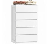 HOMCOM - Cajonera con 5 cajones, Armario de Almacenamiento Estrecho sin Asas, trapeador, Estilo Moderno, cómoda para Dormitorio, salón, Pasillo, 60 x 39 x 100 cm, Color Blanco