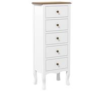 HOMCOM - Cajonera con 5 cajones (mueble de almacenamiento compacto, color blanco con asa, botón de efecto latón, para dormitorio, entrada, sala de estar, dim. 45 x 30 x 114 cm