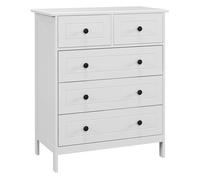 HOMCOM Cajonera de Dormitorio Cómoda Blanca de 5 Cajones con Manijas Cajonera Alta para Salón Oficina Estudio Estilo Moderno 74x40x91 cm