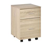 HOMCOM Cajonera de Escritorio con 2 Cajones, Cajonera de Oficina con Ruedas, Archivador Móvil, para Archivos A4 o Cartas, para Estudio, Salón, 39,5x39x58,5 cm, Roble