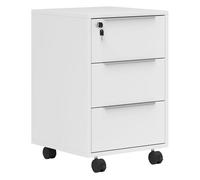 HOMCOM Cajonera de Escritorio con 3 Cajones, Cajonera de Oficina con Ruedas, Cerradura y 2 Llaves, Archivador Móvil para Estudio, Salón, 40x40x63,5 cm, Blanco