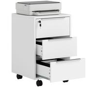 HOMCOM Cajonera de Escritorio con 3 Cajones 40x40x63,5 cm Blanco