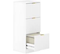 HOMCOM Cajonera de Escritorio con 3 Cajones Frentes Acanalados Mueble Archivador para Tamaño A4 o Carta 40x40x101 cm Blanco Aosom España
