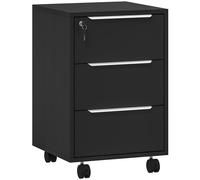 HOMCOM Cajonera de Escritorio con 3 Cajones Ruedas Cerradura y 2 Llaves para Estudio Salón 40x40x63,5 cm Negro