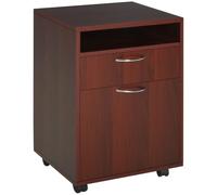 HOMCOM Cajonera de Escritorio con Ruedas Cajón 40x35x60 cm Café Oscuro | Cajonera de Oficina, Compartimento, Puerta, Archivador Móvil, Estudio, Salón, Mueble Auxiliar Oficina