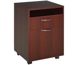 HOMCOM Cajonera de Escritorio con Ruedas Cajón 40x35x60 cm Café Oscuro | Cajonera de Oficina, Compartimento, Puerta, Archivador Móvil, Estudio, Salón, Mueble Auxiliar Oficina