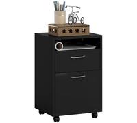 HOMCOM Cajonera de Escritorio con Ruedas Cajón 40x35x60 cm Negro | Cajonera de Oficina, Compartimento, Puerta, Archivador Móvil, Estudio, Salón, Mueble Auxiliar Oficina