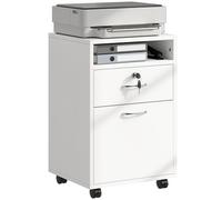 HOMCOM Cajonera de Escritorio con Ruedas, Cajonera de Oficina con Cajón, Compartimento, Puerta, Archivador Móvil para Estudio, Salón, 40x35x60 cm, Blanco