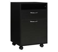 HOMCOM Cajonera de Oficina Móvil con Cajón y Gabinete Mueble Archivador con Ruedas Soporte de Impresora para Estudio 40x35x60 cm Negro