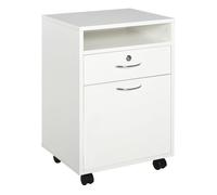 HOMCOM Cajonera de Escritorio con Ruedas Cajón 40x35x60 cm Blanco | Cajonera de Oficina, Compartimento, Puerta, Archivador Móvil, Estudio, Salón, Mueble Auxiliar Oficina