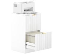 HOMCOM Cajonera de Oficina con 2 Cajones A4/Carta 40x40x71 cm Blanco | Cajonera de Escritorio, Frentes Acanalados, Mueble Archivador, para Estudio