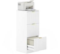 HOMCOM Cajonera de Oficina con 3 Cajones A4/Carta 40x40x101 cm Blanco | Cajonera de Escritorio, Frentes Acanalados, Mueble Archivador, para Estudio
