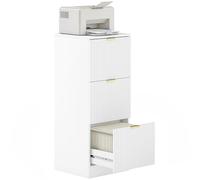 HOMCOM Cajonera de Oficina con 3 Cajones Cajonera de Escritorio con Frentes Acanalados Mueble Archivador para Tamaño A4 o Carta para Estudio 40x40x101 cm Blanco