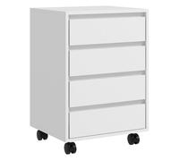 HOMCOM Cajonera de Oficina con 4 Cajones Cajonera de Escritorio con Ruedas Archivador Móvil para Estudio 46x40x65 cm Blanco