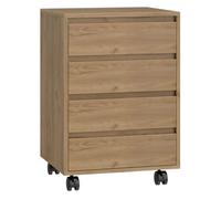 Homcom cajonera de oficina con 4 cajones cajonera de escritorio con ruedas archivador móvil para estudio 46x40x65 cm marrón