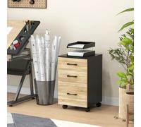 HOMCOM Cajonera de Oficina Mueble Archivador con 4 Ruedas 3 Cajones para Tamaño A4 Carta para Estudio 40x42x65 cm y Negro