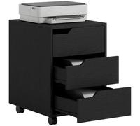 HOMCOM Cajonera de Oficina con Ruedas 40x50x57,5 cm Negro | Mueble Archivador, 3 Cajones, Cajonera para Escritorio Estudio