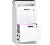 HOMCOM Cajonera Escritorio con 2 Cajones, Cajonera de Oficina, Mueble Archivador, con 2 Cerraduras, Riel Colgante para A4 y Carta, 40x40x71 cm, Blanco