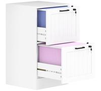 HOMCOM Cajonera de Oficina Mueble Archivador con 2 Cajones Cajonera para Escritorio con Cerraduras Rieles Colgantes Ajustables para A4 y Carta 40x40x71 cm Blanco